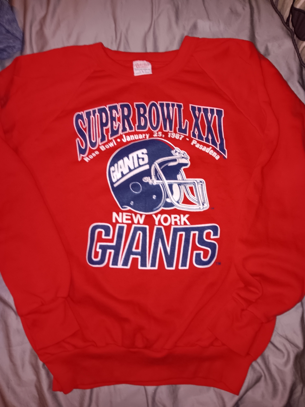 Red New York Giants Super Bowl XXI Crewneck Sweatshirt Vintage